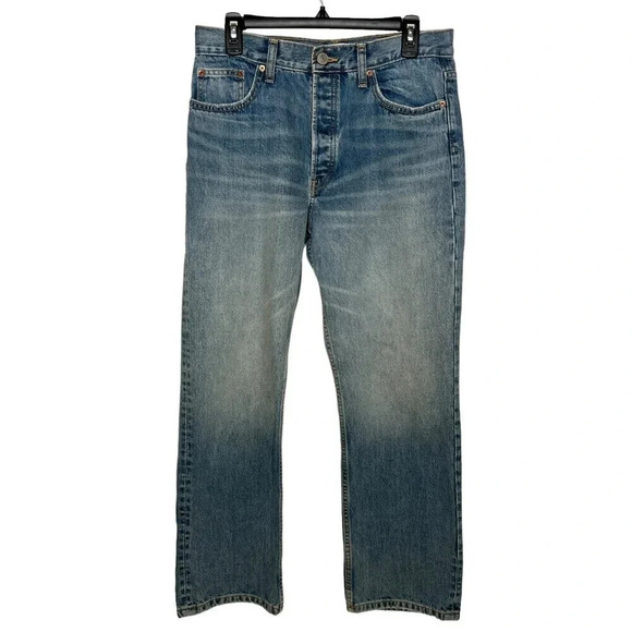 ZARA Mid Rise Straight Leg Button Front Jeans Sz. 6 - Picture 1 of 8